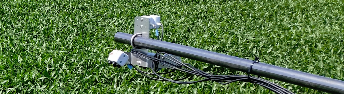 Tower-mounted Decagon sensors monitor the maize at CSP-3, image provided by Ryan Moore