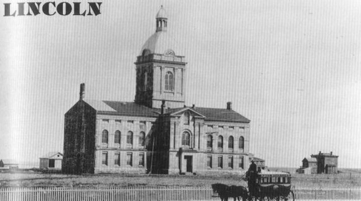 Lincoln's first capitol building [Nebraska State Historical Society].